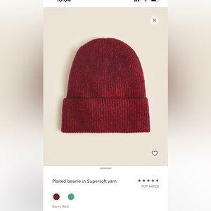 J. Crew Red and Burgundy Ribbed Beanie